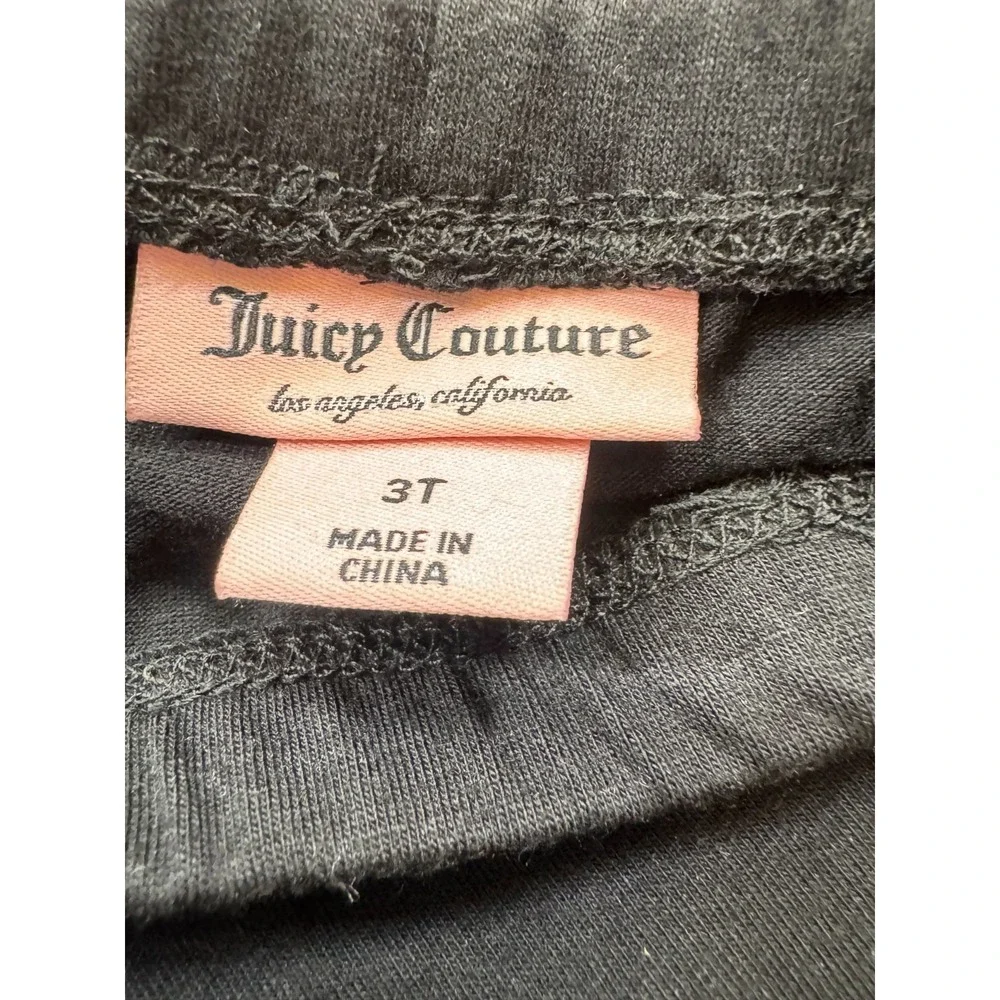 Juicy Couture Girls Leggings 3T Black Gold Logo Stretch Knit Pants NWOT